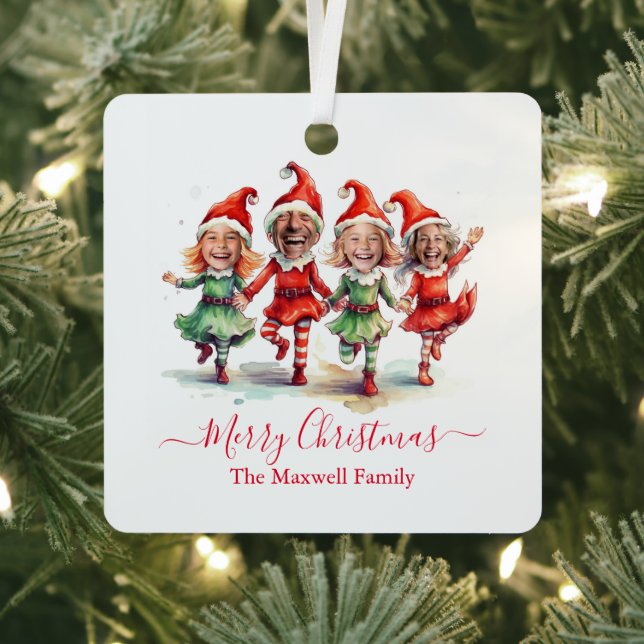 4 Photos Christmas elves  Metal Tree Decoration (Insitu)