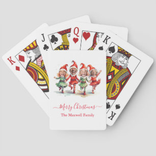 4 Photos Christmas elves Playing Cards