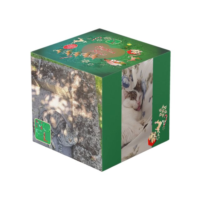4 Photos Christmas Photo Cube (Front Angled)