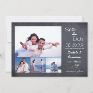 4 Photos Collage Chalkboard - Save the Date