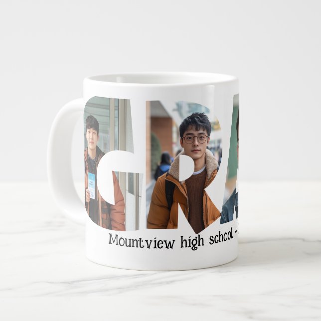 4 photos collage GRAD custom Photos Large Coffee Mug (Front Left)