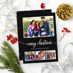 4 Photos Collage Merry Christmas Modern Black Invitation<br><div class="desc">4 Photos Collage Merry Christmas Modern Black Invitation</div>