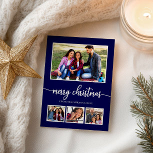4 Photos Collage Merry Christmas Modern Holidays Postcard