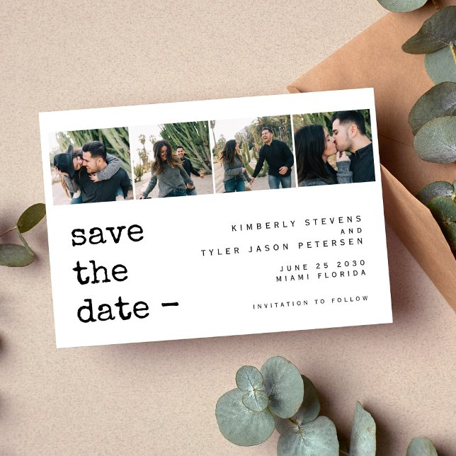 4 photos collage modern typography wedding save the date (Creator Uploaded)
