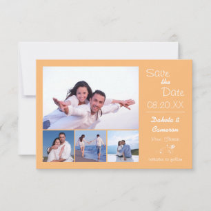 4 Photos Collage Peach - 3x5 Save the Date
