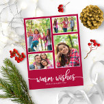 4 Photos Collage Warm Wishes Modern Christmas Postcard<br><div class="desc">4 Photos Collage Warm Wishes Modern Christmas Postcard</div>
