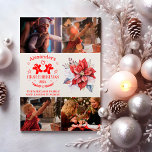 4 Photos Elegant Floral Baby's First Christmas Holiday Card<br><div class="desc">Capture the joy of your baby's first Christmas with a beautifully designed holiday postcard that allows you to share multiple precious moments. Our 4 Photos Elegant Floral Baby's First Christmas Holiday Postcard combines elegance and sentimentality, perfect for showcasing your little one in festive style. Elegant Floral Design: The postcard is...</div>