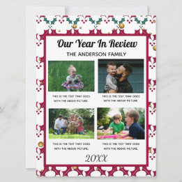 4 Photos Family Year In Review Custom Holiday Card