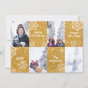 4 Photos Gold Glitter Background - Christmas Card