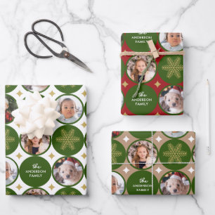 4 Photos Modern Unique Christmas Wrapping Paper Sheet