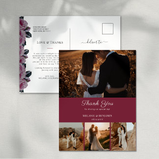 4 Photos Pink Romantic Floral Thank You Postcard