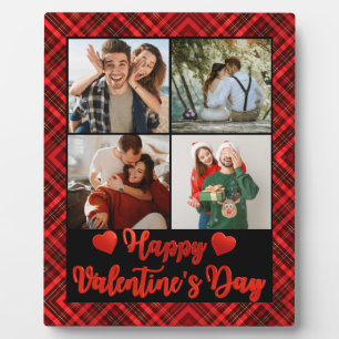 4 Photos Romantic Couple Happy Valentine' Day Red  Plaque