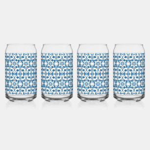 4 Piece Glass Set Bohemian Blues