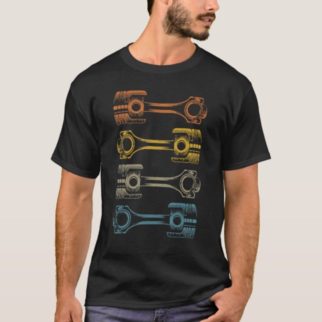 4 Pistons  Four Cylinder Engine  Mechanic Engineer T-Shirt (Front)