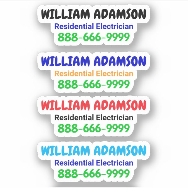 4 Promotional Electrician Phone Number | Contact (Front)