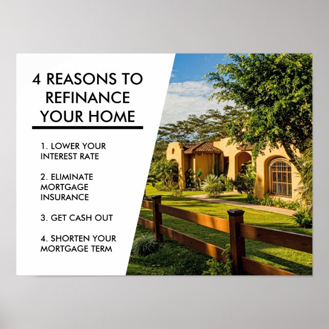 4 Reasons to Refinance Mortgage Company Office Poster (Front)