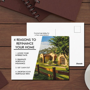4 Reasons to Refinance Mortgage Company Postcard