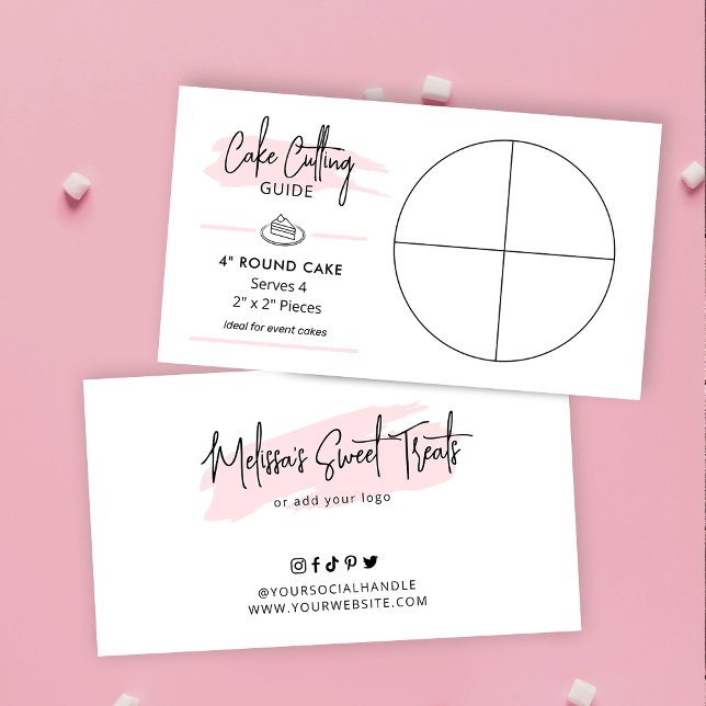 4" Round Cake Cutting Guide 2x2 Portion Size Enclosure Card (4 inch round party cake cutting guide)