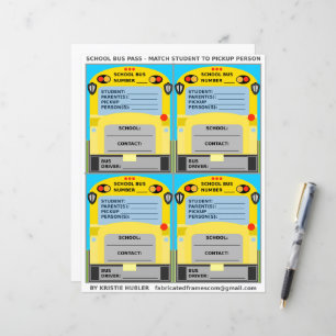 4 School Bus Name Tags For Student Pickup
