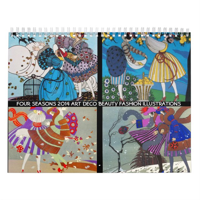 4 SEASONS 2014 ARTDECO BEAUTY FASHION ILLUSTRATION CALENDAR (Cover)