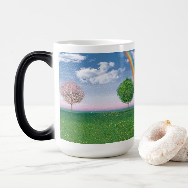 4 seasons artwork MORPHING coffee mug (With Donut)