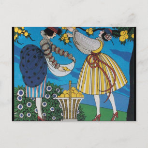 4 SEASONS /SUMMER GARDEN /FASHION COSTUME DESIGNER POSTCARD