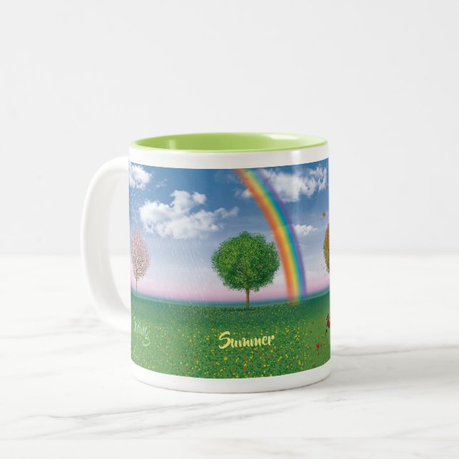 4 seasons with text combo coffee mug (Front Left)