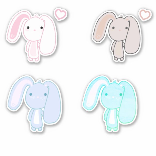 4 Set Bunny Vinyl Stickers (Front)