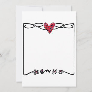 4 side lines red heart thank you card