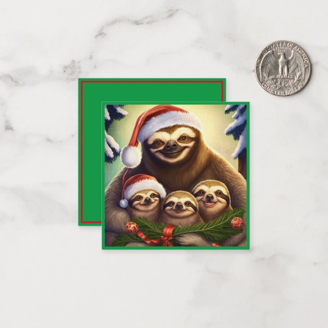 4 Sloths Family Holidays Card (Front/Back In Situ)