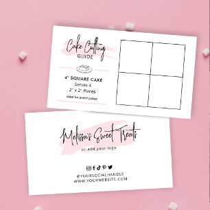 4" Square Cake Cutting Guide 2x2 Party Servings Enclosure Card