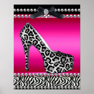 4 Stephanie Banner Hot Pink Zebra Leopard Poster