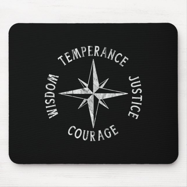 4 Stoic Virtues Temperance Justice Courage Wisdom  Mouse Mat (Front)