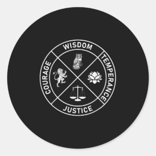 4 Stoic Virtues Wisdom Temperance Justice Courage  Classic Round Sticker