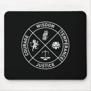 4 Stoic Virtues Wisdom Temperance Justice Courage Mouse Mat