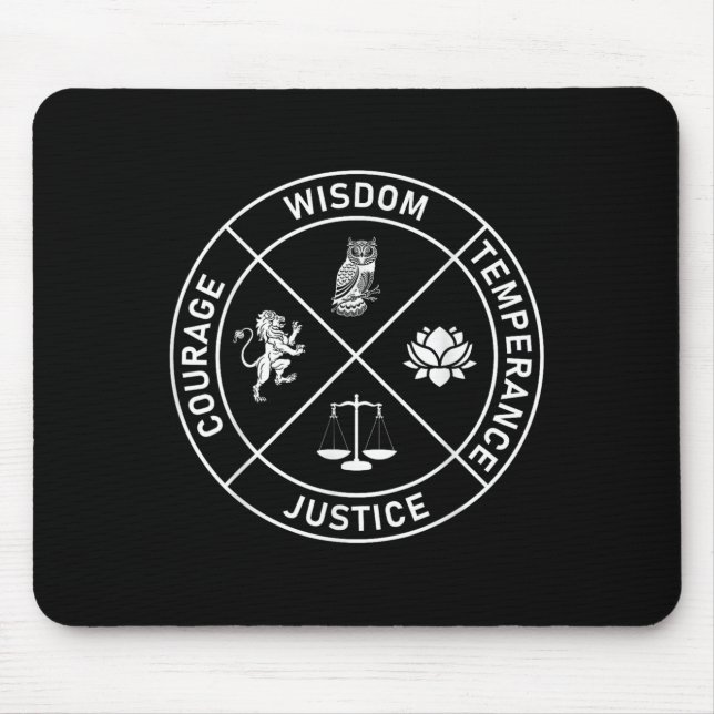 4 Stoic Virtues Wisdom Temperance Justice Courage  Mouse Mat (Front)