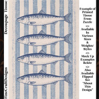 4 Stylised Sardines, Blue Stripes FM6L Decoupage