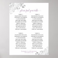 4 Table Lacy Wedding Seating Chart Lavender White
