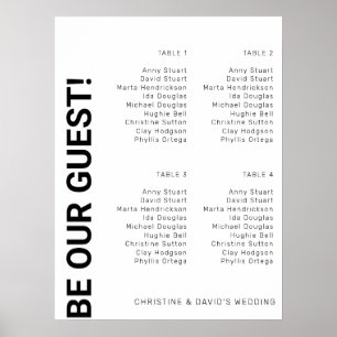4 table Simple White Wedding seating chart