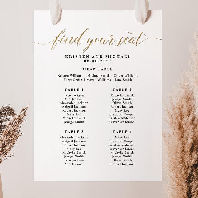 4 Tables Find Your Seat Seating Chart  (Creator Uploaded)