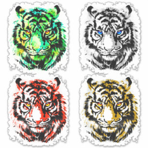 4 Tiger heads sticker - Tiger stickers