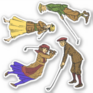 4 Vintage Golfers Stickers