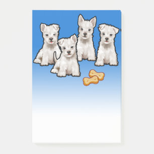 4 Westy pups Post-it note block