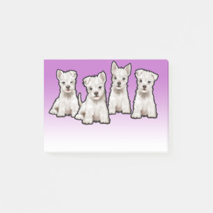4 Westy pups wide purple fade Post-it note block