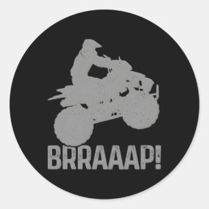 4 Wheeler Braap Quad Bike Atv Riding Classic Round Sticker