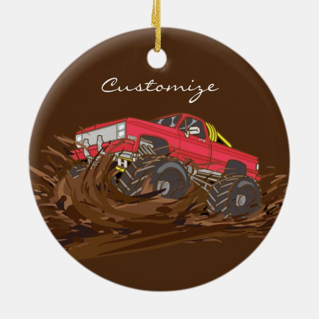 4-wheeler mud truck Thunder_Cove Ceramic Tree Decoration (Back)