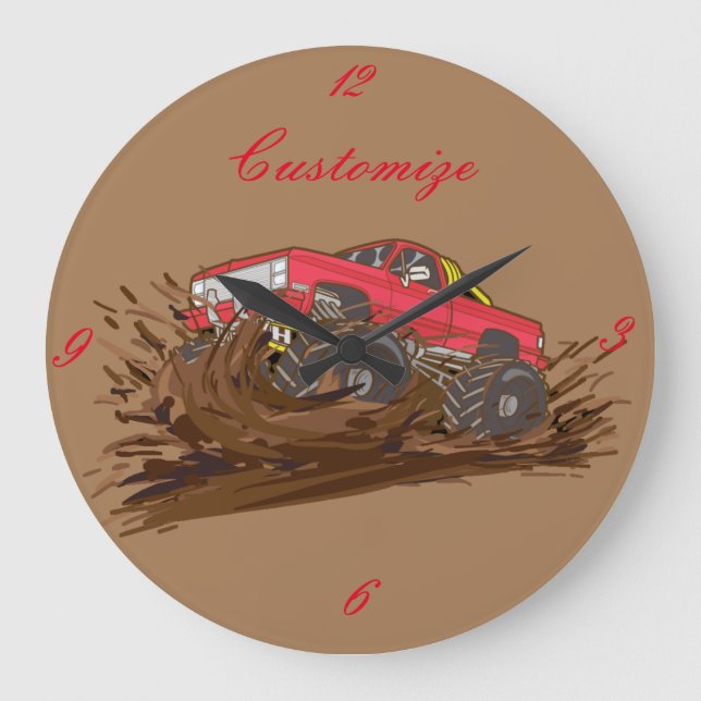 4-wheeler mud truck Thunder_Cove Large Clock (Front)
