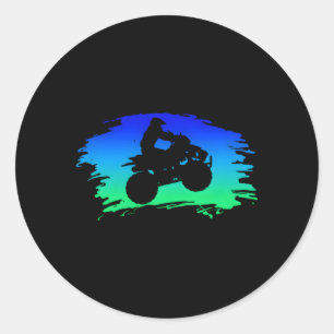 4 Wheeler Quad Bike Atv Riding Classic Round Sticker