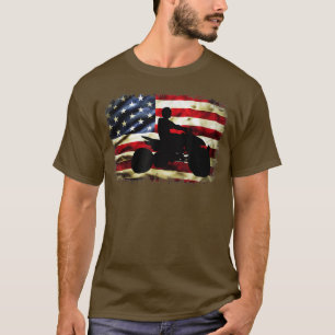 4 wheeler quad Vintage American flag bike all-terr T-Shirt