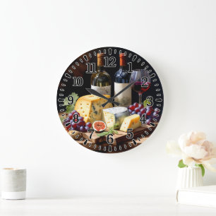 #4 Wine and Cheese Large Clock
